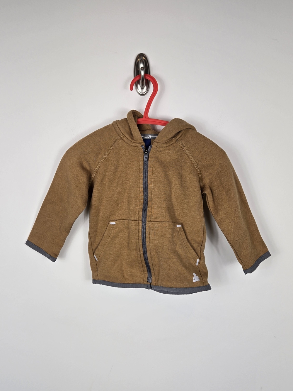 GapFit Baby 6-12M Brown Zip Hoodie Cotton Full Zip Activewear Jacket
